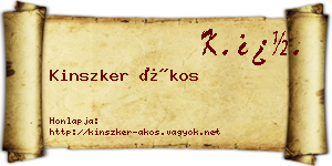 Kinszker Ákos névjegykártya